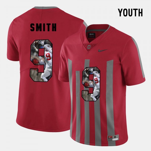 Ohio State Buckeyes Devin Smith Youth #9 Red Pictorial Fashion College Football Jersey 2404XQBA7